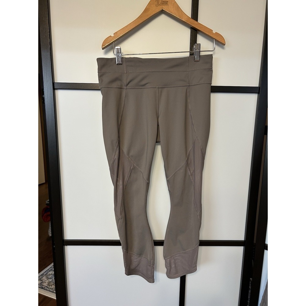 Athleta Auro Sonar Capri Tight Gray‎ Grey Mesh Cropped Leggings Size Small